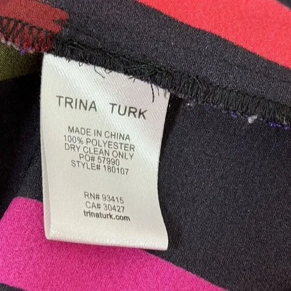 Trina Turk Womens Top Shirt size Medium Striped Boxy Popover Smooth - Picture 6 of 13